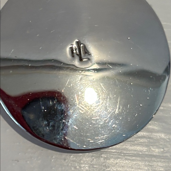 Lauren Ralph Lauren silver medallion choker necklace leather cord adjusts 15-18 - Picture 5 of 8